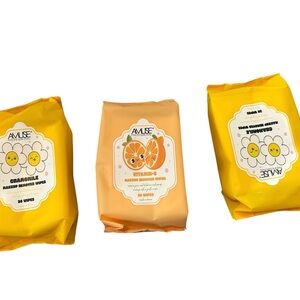 Lot Of 3 Amuse Makeup Remover Wipes 30 Wipes Per Pack 2 Vitamin C 1 Chamomile